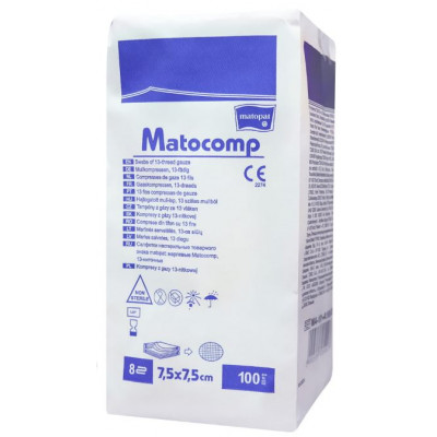 Kompresy niejałowe  7,5x7,5cm 100szt. Matopat