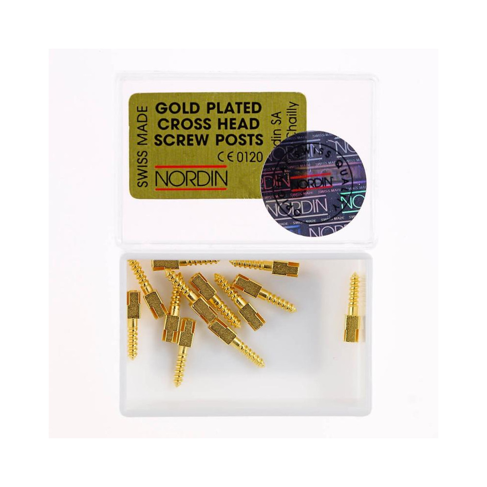 Wkłady koronowo korzeniowe pozłacane 12szt. NORDIN dł.XL
